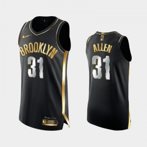 Men's Jarrett Allen #31 Black Authentic Golden 2X Champs Limited Golden Authentic Brooklyn Nets Jersey 234472-289