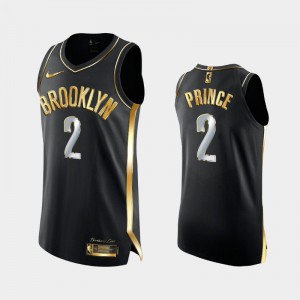 Men's Taurean Prince #2 Golden Authentic Black Brooklyn Nets Authentic Golden 2X Champs Limited Jerseys 322465-652