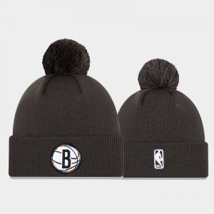 Mens City 2021 Season Men Edition Pom Cuffed Knit Brooklyn Nets Charcoal Hat 574107-594