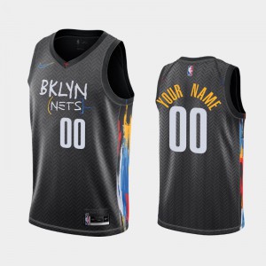 Men's #00 Custom 2020-21 Brooklyn Nets Black City Jerseys 589555-668