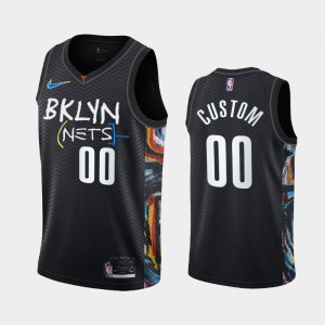 Men's #00 Black Men Custom 2020-21 Edition Honor Basquiat Brooklyn Nets City Jerseys 111960-427