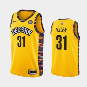 Men's Jarrett Allen #31 Brooklyn Nets Yellow Nets 2019-20 City Jerseys 160065-231