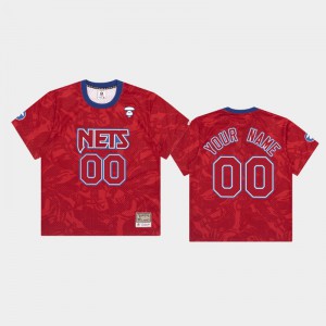 Mens #00 Aape Custom Brooklyn Nets Red Jersey 543056-438