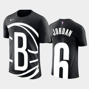 Men's DeAndre Jordan #6 Name & Number Brooklyn Nets Black Oversized Logo T-Shirts 252958-383