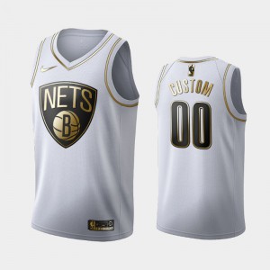 Men's #00 White Golden Edition Brooklyn Nets Custom Jersey 538163-734