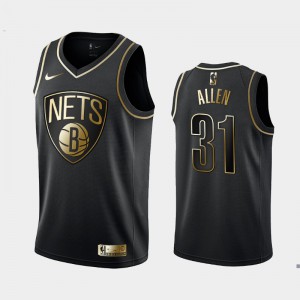 Men's Jarrett Allen #31 Black Golden Edition Golden Logo Brooklyn Nets Jersey 240967-602