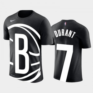 Mens Kevin Durant #7 Brooklyn Nets Name & Number Oversized Logo Black T-Shirt 864953-290