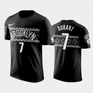Mens Kevin Durant #7 Holiday Ugly Christmas Brooklyn Nets Black T-Shirts 519347-831