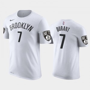 Mens Kevin Durant #7 Brooklyn Nets White Association T-Shirts 995941-911