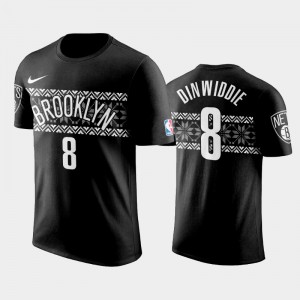 Men's Spencer Dinwiddie #8 Black Ugly Christmas Holiday Brooklyn Nets T-Shirts 939091-878