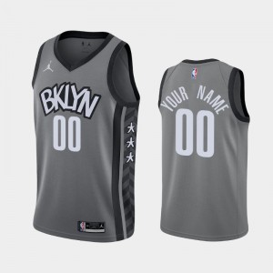 Mens #00 Gray Brooklyn Nets Custom 2020-21 Statement Jersey 419740-400