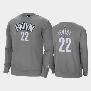 Mens Caris LeVert #22 Gray Jordan Brand Fleece Crew Statement Brooklyn Nets Sweatshirt 191952-745