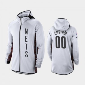 Men #00 Earned Edition Custom 2019-20 Showtime Full-Zip White Brooklyn Nets Hoodie 565796-904