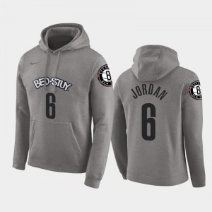 Men's DeAndre Jordan #6 Gray Pullover Brooklyn Nets City Hoodies 256945-353