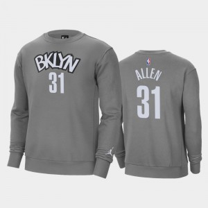 Men's Jarrett Allen #31 Brooklyn Nets Gray Statement Jordan Brand Fleece Crew Sweatshirts 144207-693