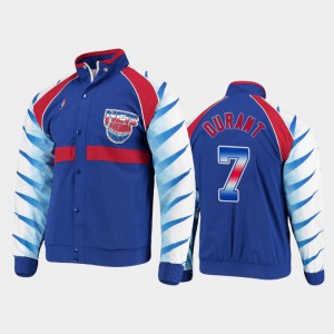 Mens Kevin Durant #7 Blue Authentic Warm-Up Raglan Full-Zip Hardwood Classics Brooklyn Nets Jacket 715998-236