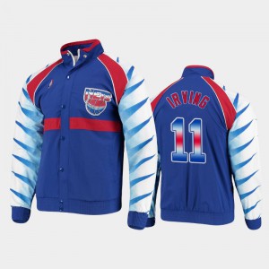 Men Kyrie Irving #11 Brooklyn Nets Blue Authentic Warm-Up Raglan Full-Zip Hardwood Classics Jacket 643024-489