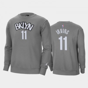 Mens Kyrie Irving #11 Jordan Brand Fleece Crew Brooklyn Nets Gray Statement Sweatshirt 795993-602