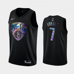 Mens Kevin Durant #7 Brooklyn Nets Iridescent Logo Black Iridescent Holographic Limited Edition Jerseys 642325-978