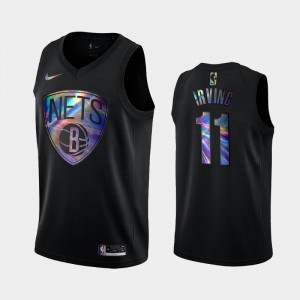 Men's Kyrie Irving #11 Iridescent Holographic Limited Edition Brooklyn Nets Black Iridescent Logo Jersey 430359-168