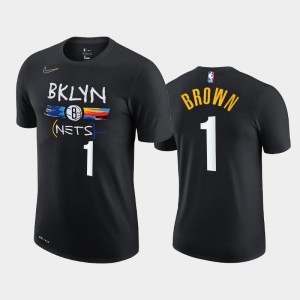 Men's Bruce Brown Jr. #1 Brooklyn Nets Black City Men 2020-21 Edition Story T-Shirt 687682-826