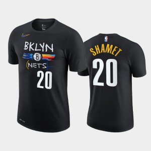 Men's Landry Shamet #20 Brooklyn Nets Black City Men 2020-21 Edition Story T-Shirts 571853-159