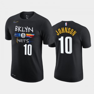 Men Tyler Johnson #10 City Men 2020-21 Edition Story Black Brooklyn Nets T-Shirts 235187-999