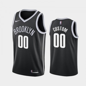 Men's Black Icon 2018-19 Personalized Brooklyn Nets Jersey 297229-774