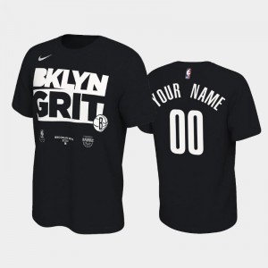 Men #00 Brooklyn Nets 2020 NBA Playoffs Bound Black Custom Mantra T-Shirts 258070-222