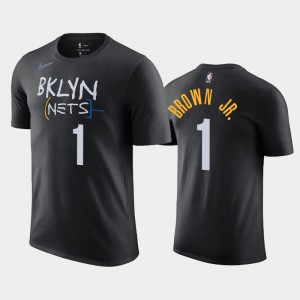 Men Bruce Brown Jr. #1 Brooklyn Nets City 2020-21 Black T-Shirts 231061-203