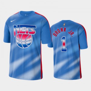 Men Bruce Brown Jr. #1 Brooklyn Nets Hardwood Classics Performance Shooting Blue T-Shirt 309582-516
