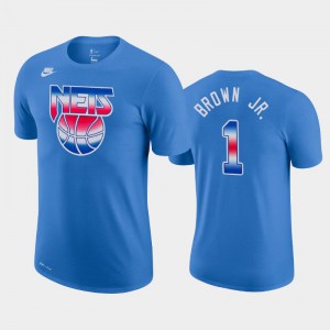 Mens Bruce Brown Jr. #1 Brooklyn Nets Blue Performance Hardwood Classics T-Shirts 355080-710
