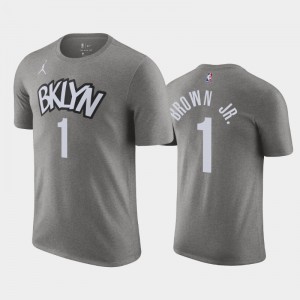 Men's Bruce Brown Jr. #1 Statement 2020-21 Jordan Brand Gray Brooklyn Nets T-Shirts 712907-312