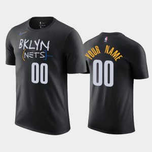 Mens #00 Custom 2020-21 Black Brooklyn Nets City T-Shirt 228139-697