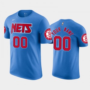 Mens #00 Blue Custom 2020-21 Hardwood Classics Brooklyn Nets T-Shirt 863876-396