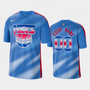 Men's #00 Brooklyn Nets Custom Performance Shooting Blue Hardwood Classics T-Shirt 443870-659