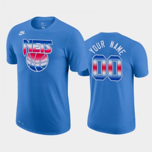 Men #00 Hardwood Classics Brooklyn Nets Blue Custom Performance T-Shirts 343272-581