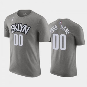 Men #00 Custom 2020-21 Brooklyn Nets Gray Statement T-Shirt 851657-488