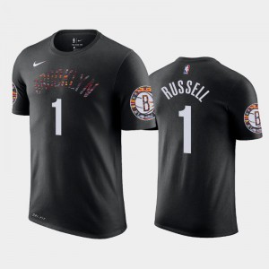 Men D'Angelo Russell #1 Black City Brooklyn Nets 2018-19 T-Shirts 166752-981
