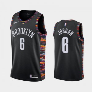 Men's DeAndre Jordan #6 Brooklyn Nets Black City 2019-20 Jersey 138715-712