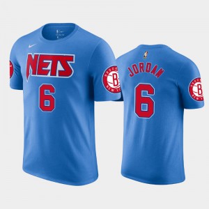 Mens DeAndre Jordan #6 Blue 2020-21 Hardwood Classics Brooklyn Nets T-Shirts 532557-799