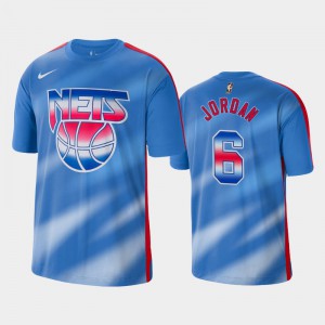Men's DeAndre Jordan #6 Blue Hardwood Classics Performance Shooting Brooklyn Nets T-Shirt 429627-663