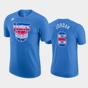 Mens DeAndre Jordan #6 Blue Hardwood Classics Brooklyn Nets Performance T-Shirt 893344-895