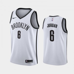 Men DeAndre Jordan #6 Brooklyn Nets 2019-20 Association White Jerseys 759468-683