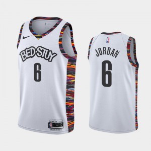 Men DeAndre Jordan #6 2019-20 Coogi White City Brooklyn Nets Jersey 650618-492