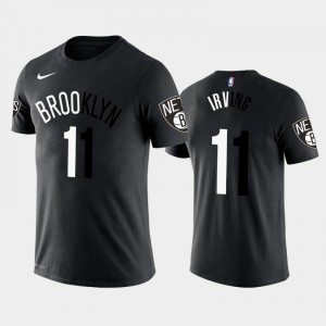 Mens Kyrie Irving #11 Split Two-Tone Black Brooklyn Nets T-Shirts 655449-589