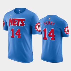 Mens Reggie Perry #14 Hardwood Classics 2020-21 Blue Brooklyn Nets T-Shirts 707478-215