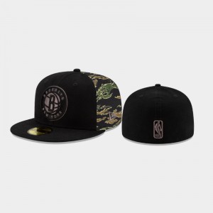 Mens 59FIFTY Fitted Black Camo Panel Brooklyn Nets Hat 515938-509