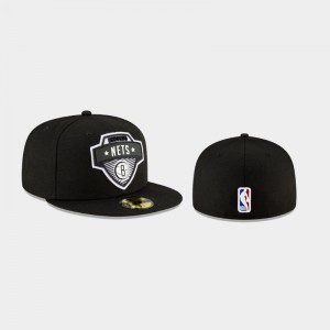 Mens Tip Off 59FIFTY Fitted Black Brooklyn Nets Hats 183592-650