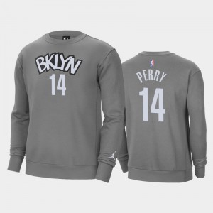 Men Reggie Perry #14 Statement Brooklyn Nets Jordan Brand Fleece Crew Gray Sweatshirt 693218-557